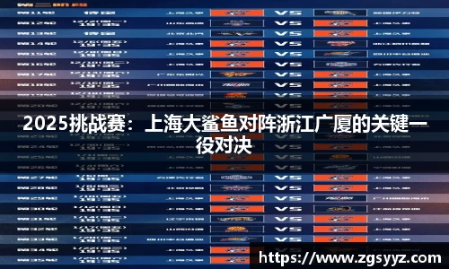 2025挑战赛：上海大鲨鱼对阵浙江广厦的关键一役对决